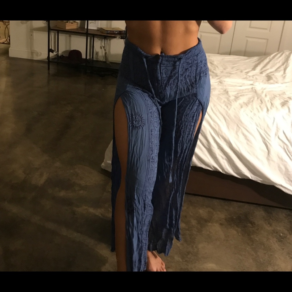 Boho blue patterned pants